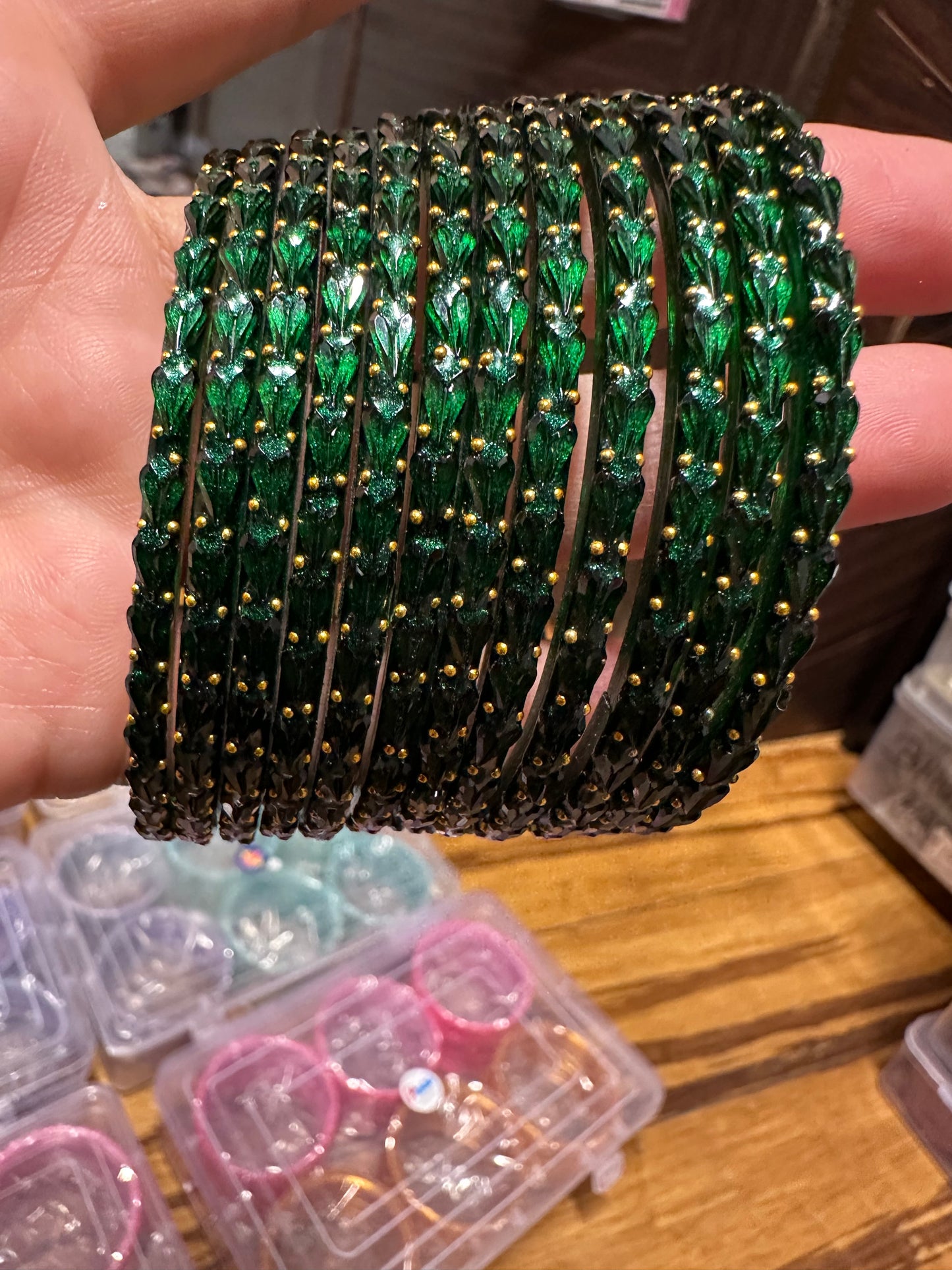 Handcrafted Heart Textured Glass Bangles