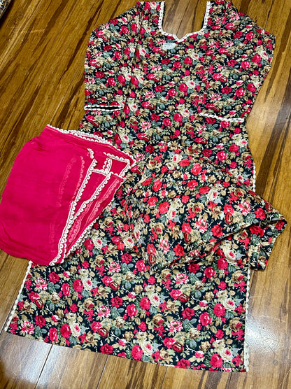 Beautiful Cambric Cotton Self Designed Allover Printed Salwar Suit D12