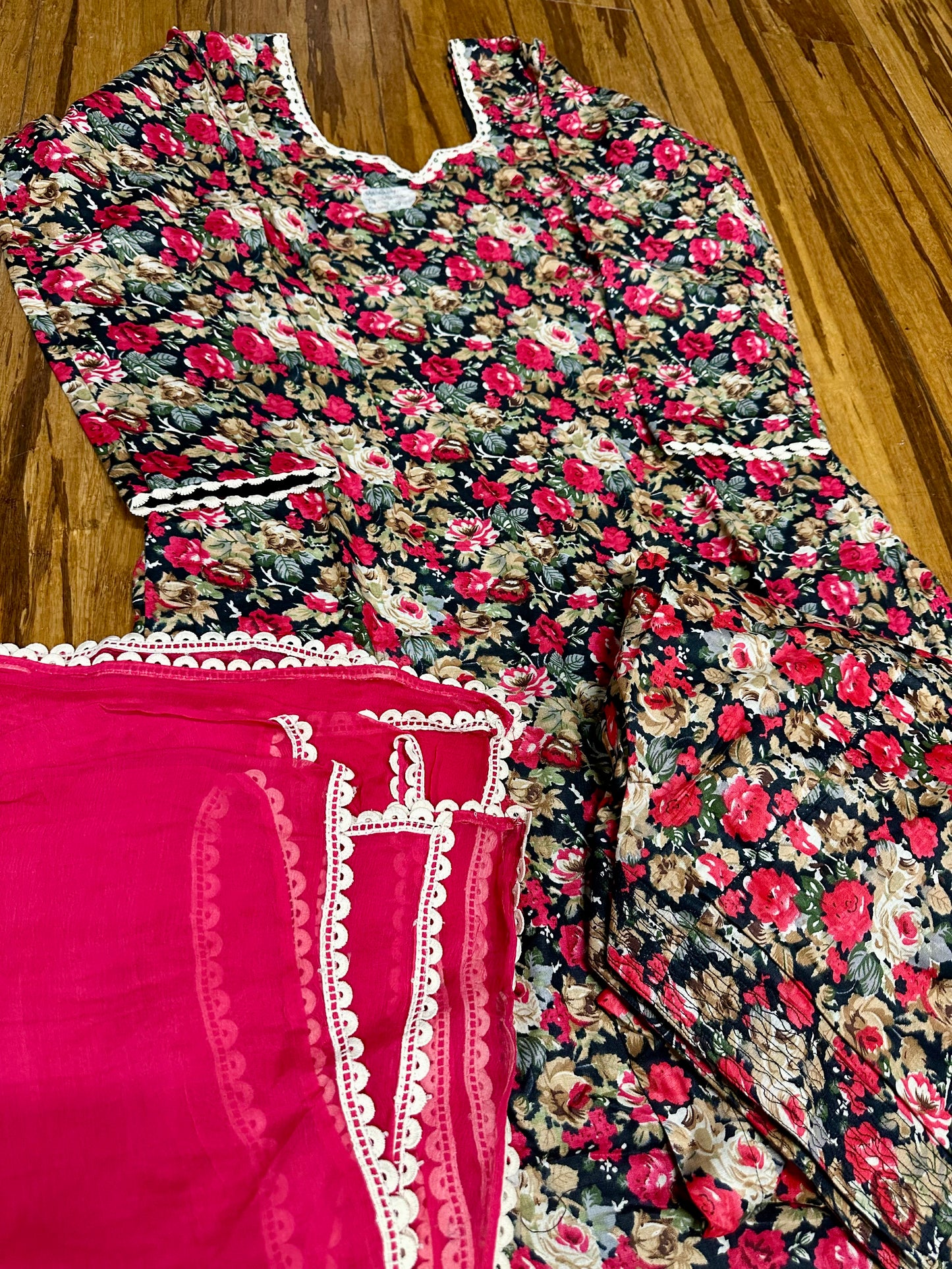 Beautiful Cambric Cotton Self Designed Allover Printed Salwar Suit D12