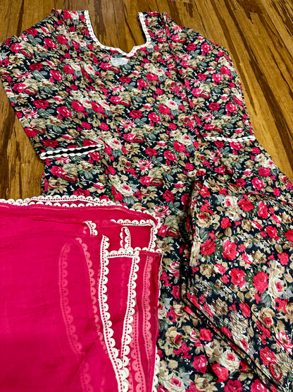 Beautiful Cambric Cotton Self Designed Allover Printed Salwar Suit D12