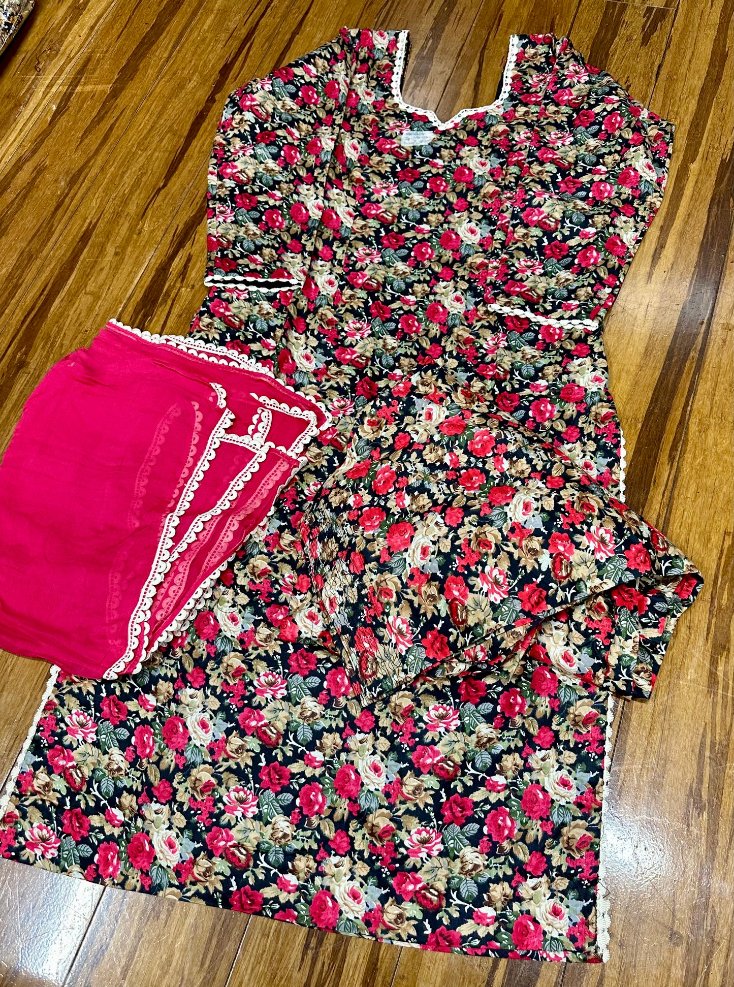 Beautiful Cambric Cotton Self Designed Allover Printed Salwar Suit D12