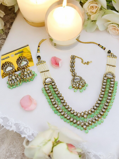 Stylish Kundan Long Necklace Set