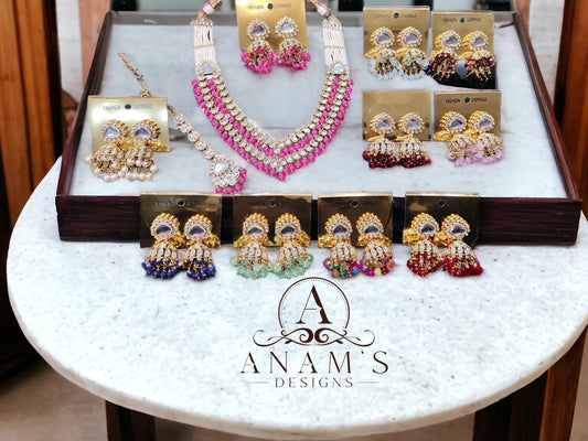 Stylish Kundan Long Necklace Set image 3