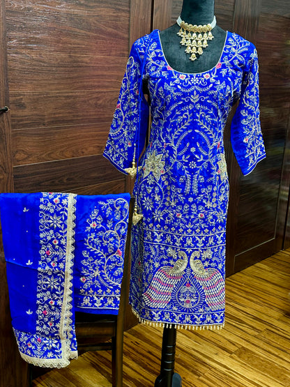 Fully Hand Embroidered Peacock Design Bridal Suit 42/44 (upto 48 margin)