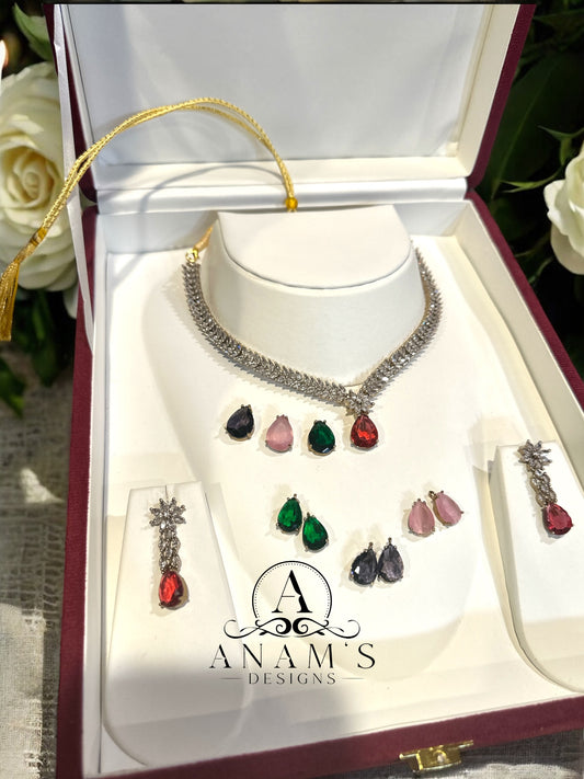 Changeable Royalty CZ Necklace Set