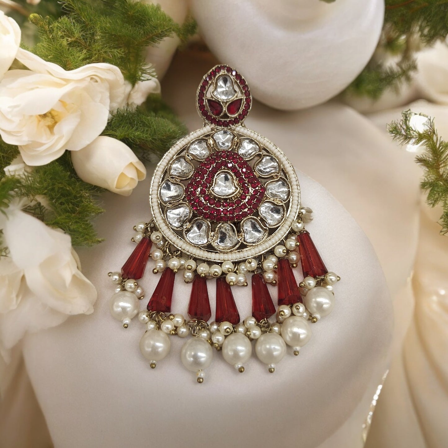 Extremely Lightweight Earring (Kundan Polki)