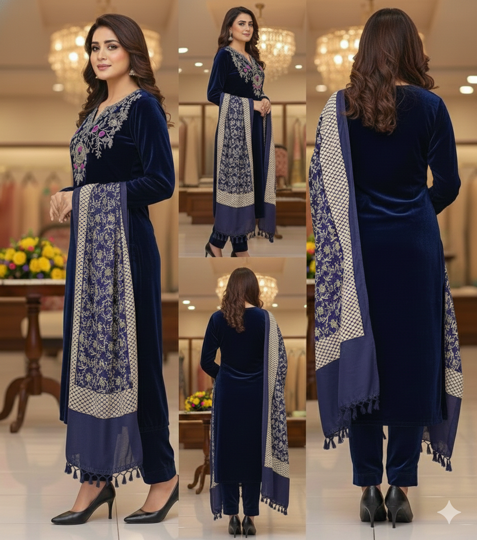 Beautiful Extra Soft Simple Straight Suit 3pcs (Cord Set)