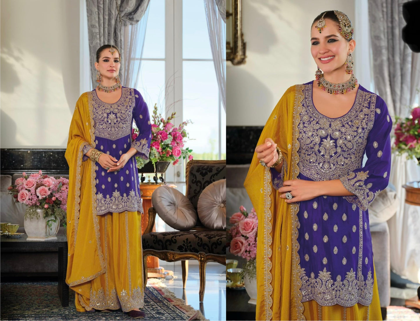 Stylish Pakistani Style Sharara SuitReady-To-Wear 42/44