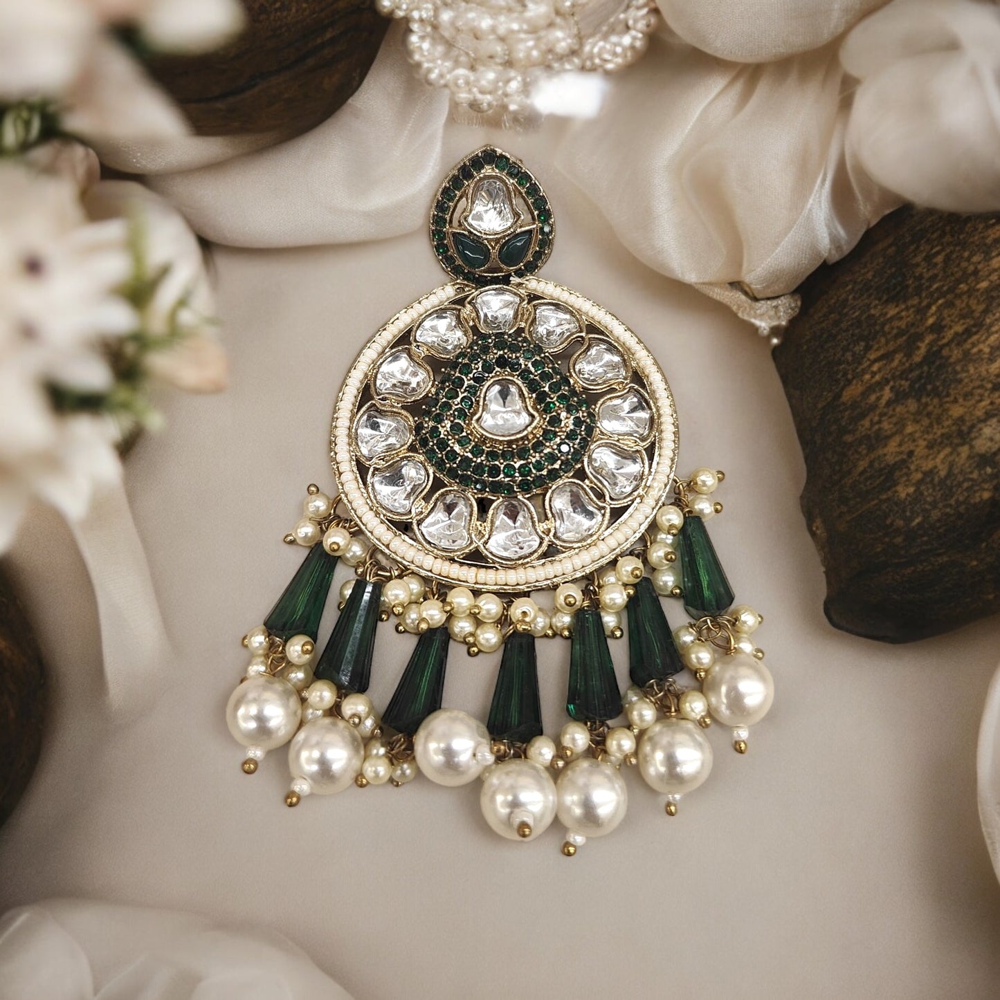 Extremely Lightweight Earring (Kundan Polki)