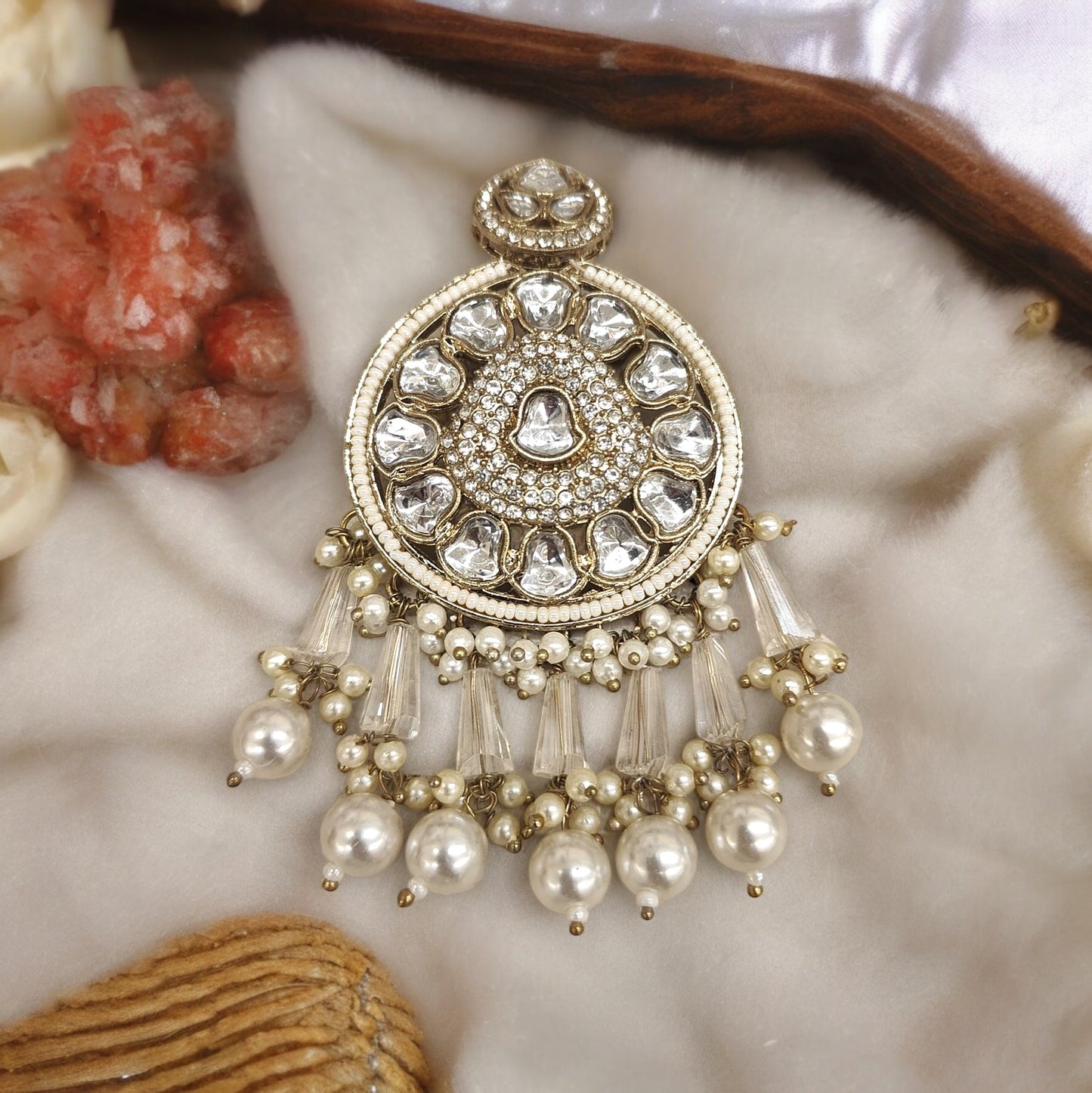 Extremely Lightweight Earring (Kundan Polki)