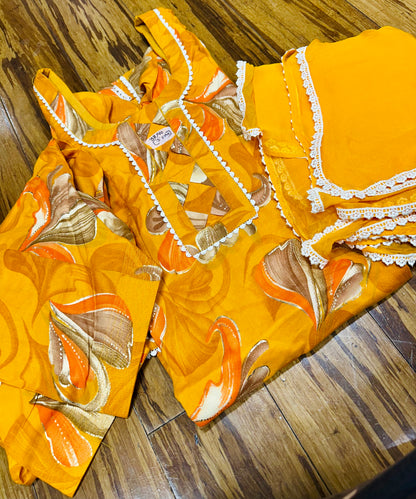 Trending Printed Allover Suit With Pure Chiffon Dupatta (Designs 1-8)
