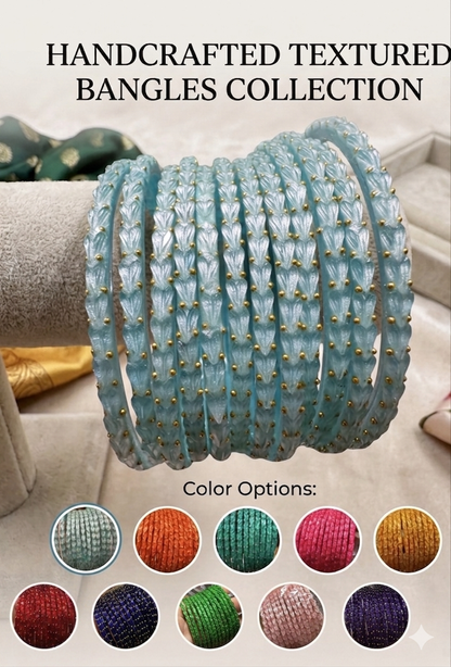 Handcrafted Heart Textured Glass Bangles