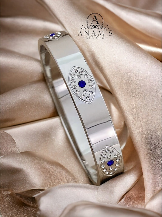 Evil Eye Protection 18K Gold-Plated Bangle Bracelet (Openable) Style3 image 3