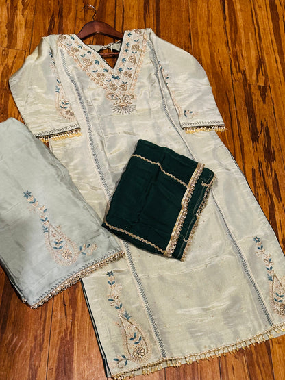 V Neck Hand Embroidered Boutique Suit 40/42 Ready (Margin Upto 46)