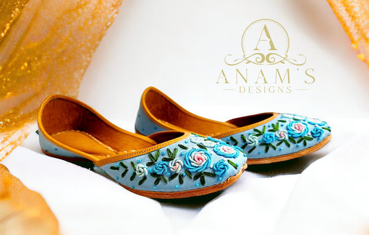 Floral Punjabi Jutti (Firozi)