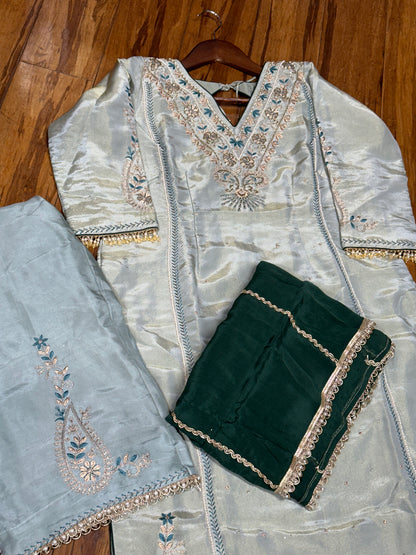 V Neck Hand Embroidered Boutique Suit 40/42 Ready (Margin Upto 46)