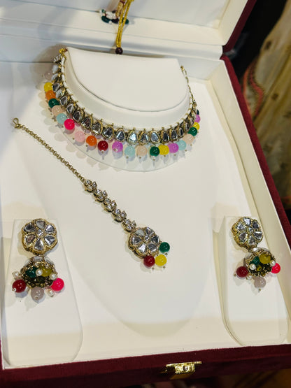 Kundan Mirror Choker Set