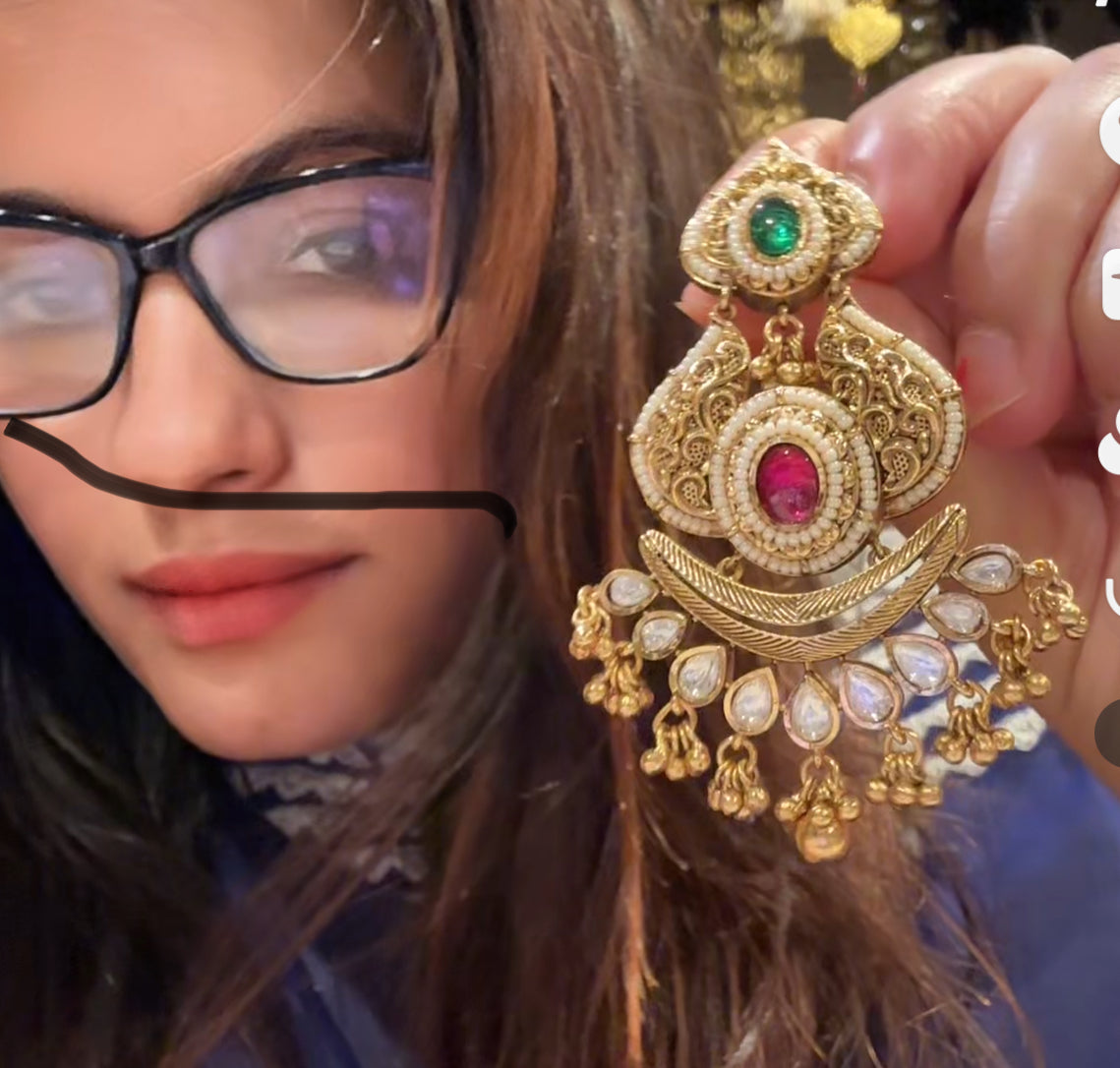 High-Quality Pachi Kundan Gold-Plated Earrings