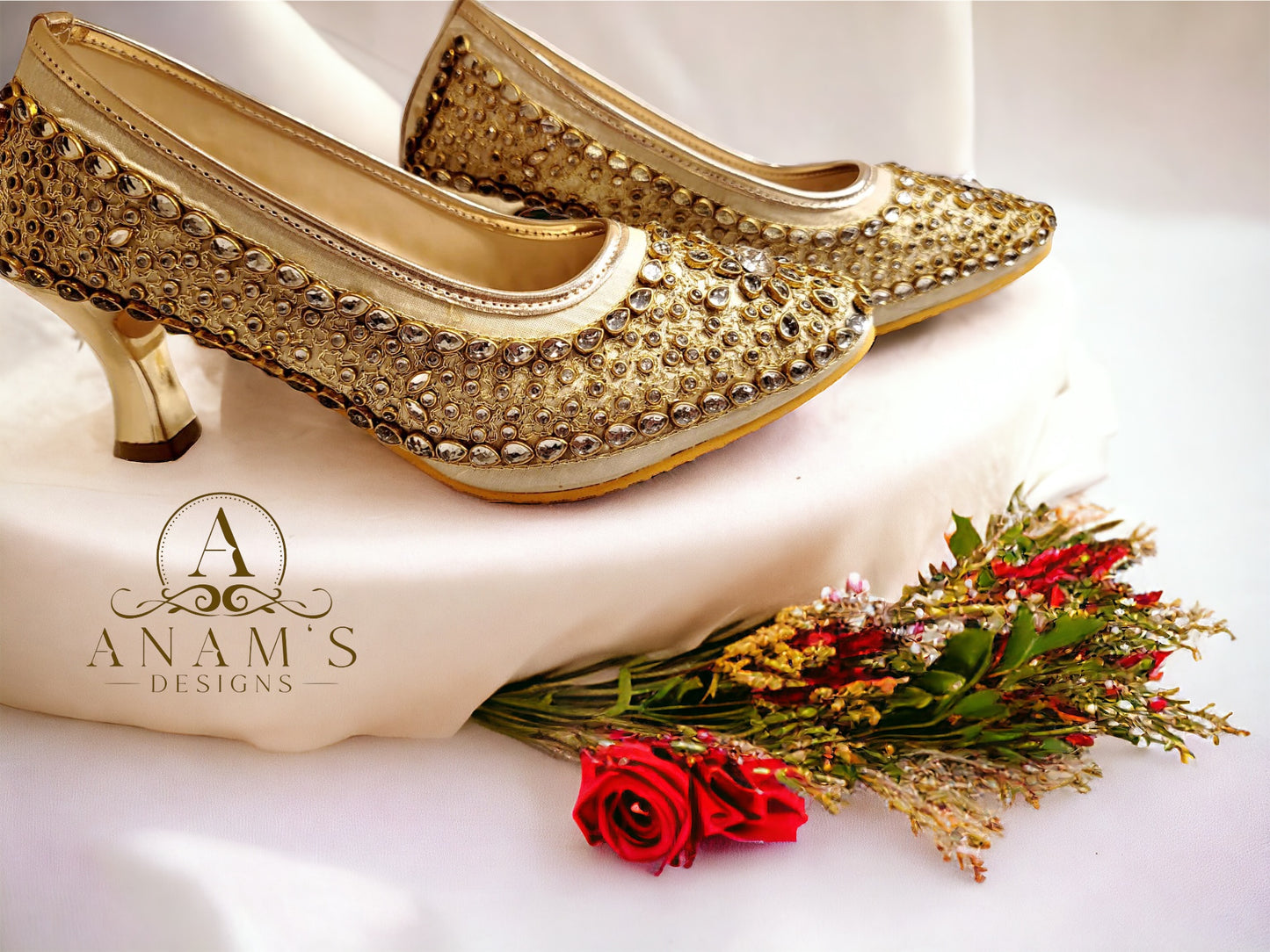 Bridal Kundan Stoned Punjabi Pencil Heels