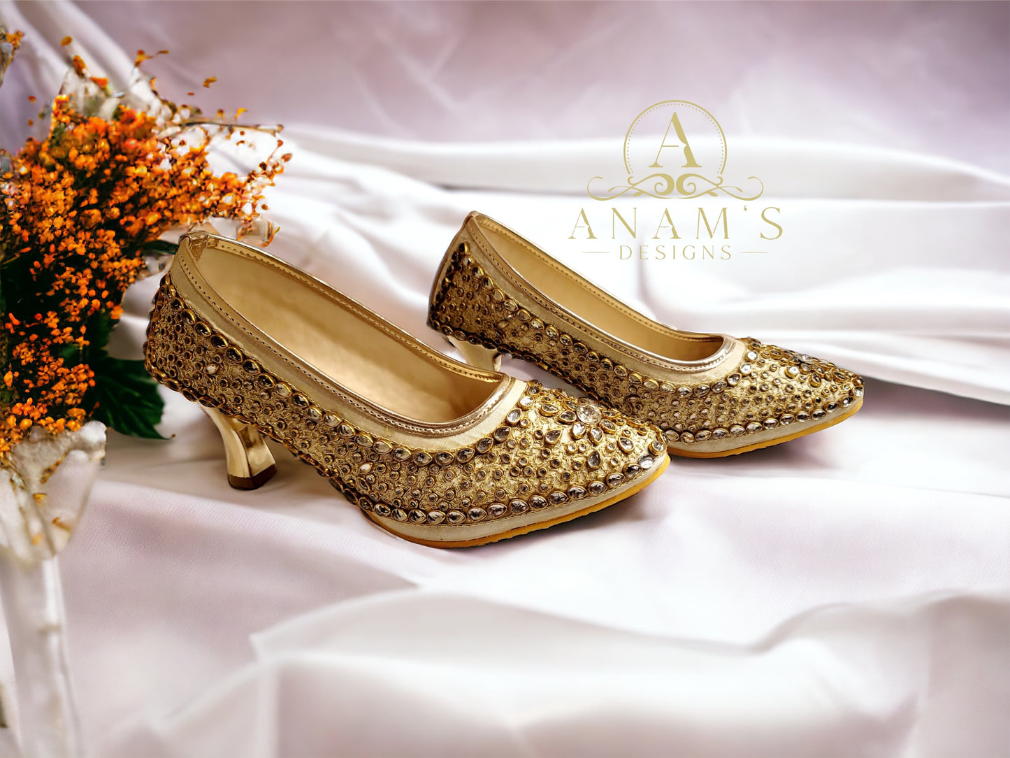 Bridal Kundan Stoned Punjabi Pencil Heels