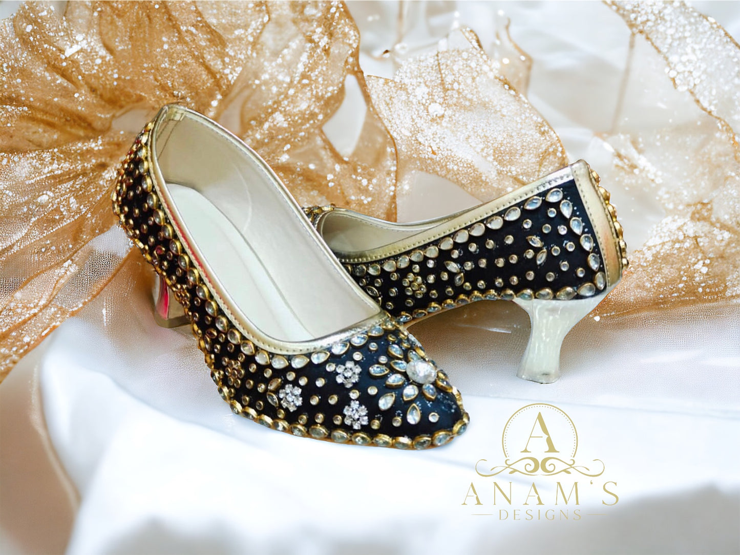 Bridal Kundan Stoned Punjabi Pencil Heels