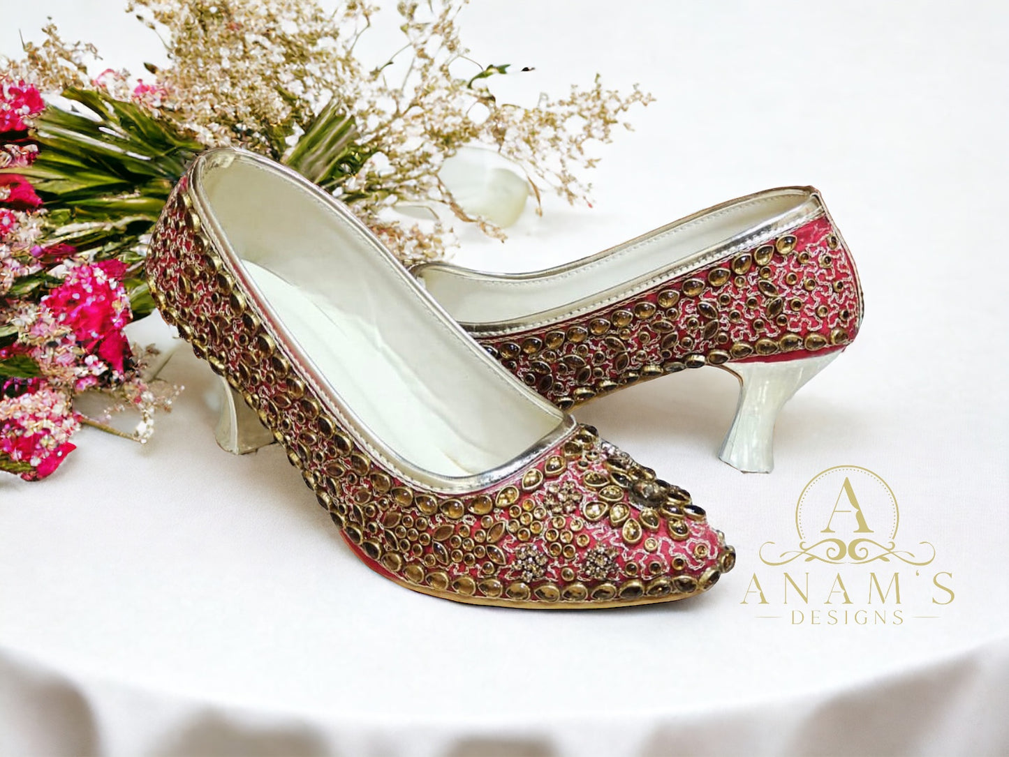 Bridal Kundan Stoned Punjabi Pencil Heels