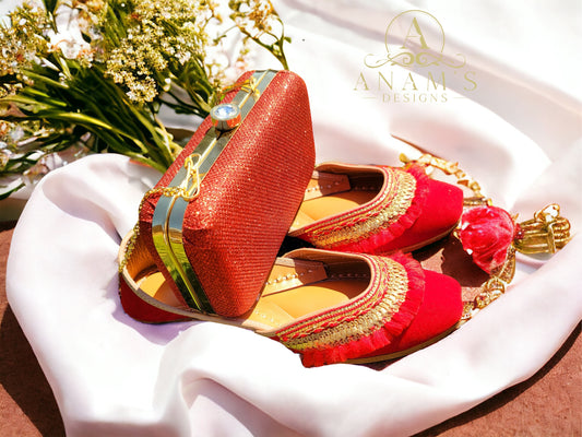 Bridal Designer Punjabi Jutti With Clutch