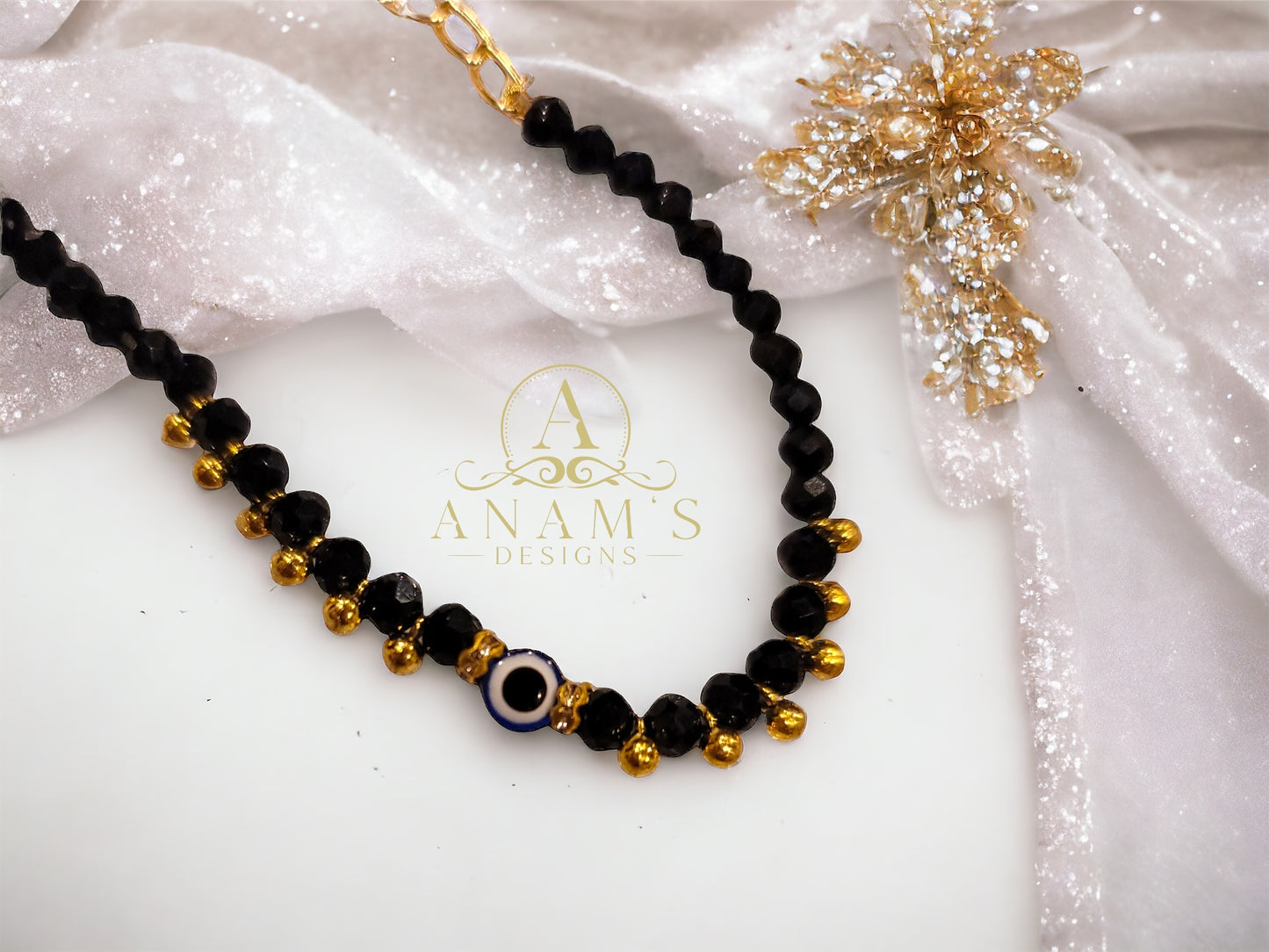 Nazriye with Evil Eye Protection Beads(Gold Color)