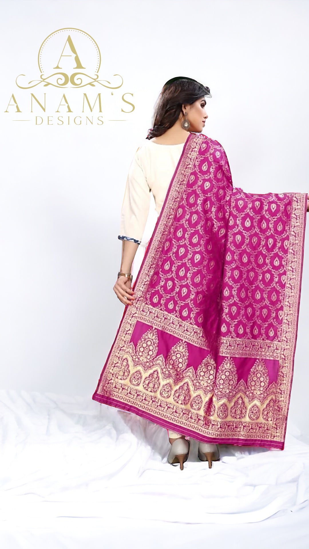 Jacquard Woven Pink Dupatta