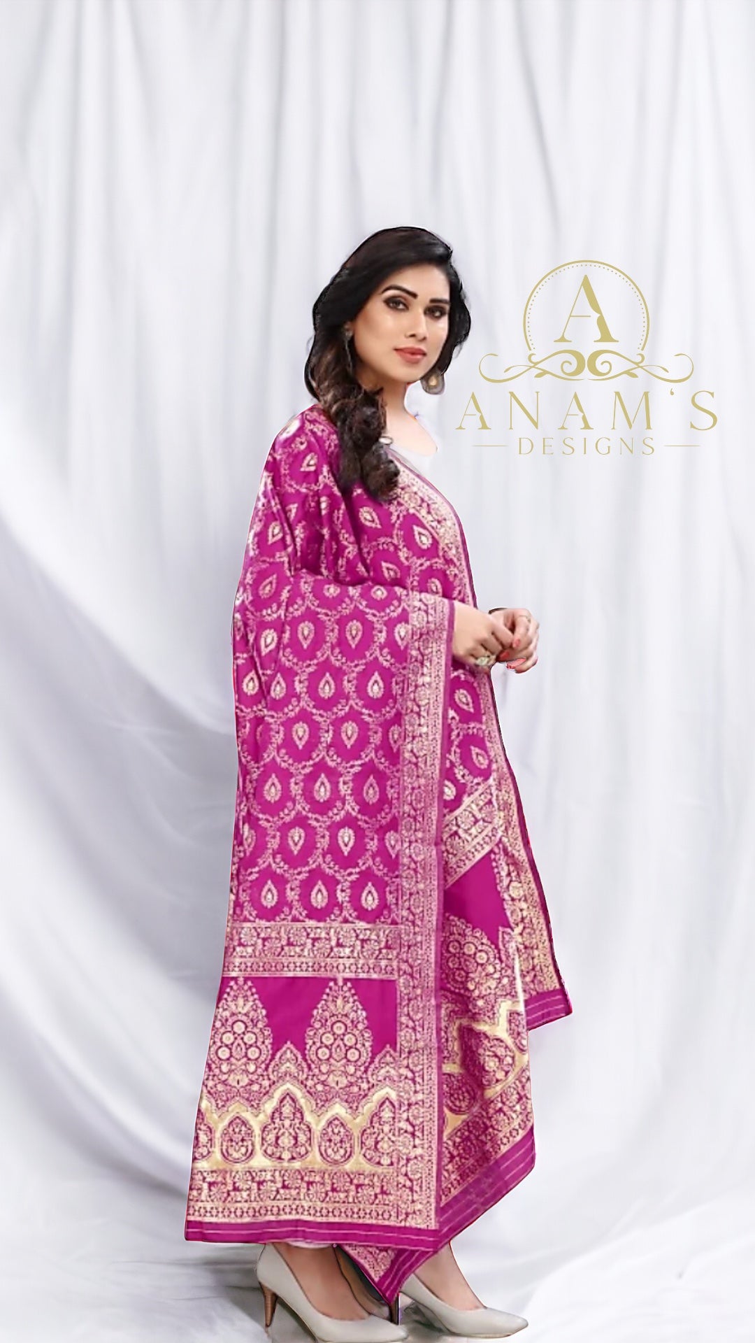 Jacquard Woven Pink Dupatta