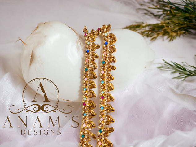 Anklets with Mirror and Kundan stones