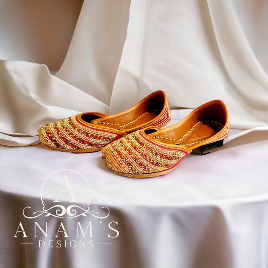 Double Padded Multi Punjabi Jutti (Hot Pink)