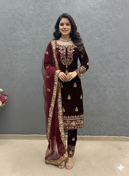 Ready-To-Wear Velvet Suit With Pants