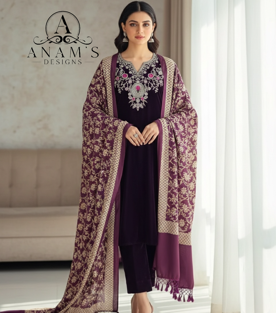 Beautiful Extra Soft Simple Straight Suit 3pcs (Cord Set)