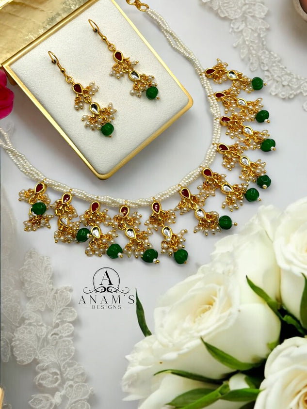 Brass Jadau Necklace Set