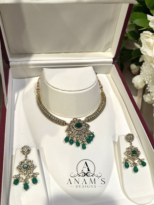 Premium CZ Matte Necklace Set