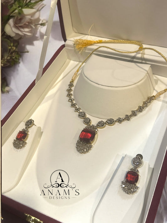 Princess Cut AD Necklace Set image 3