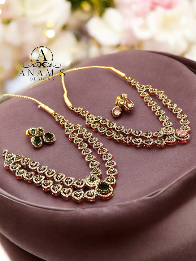 Real Moissanite Kundan Double Layer Set