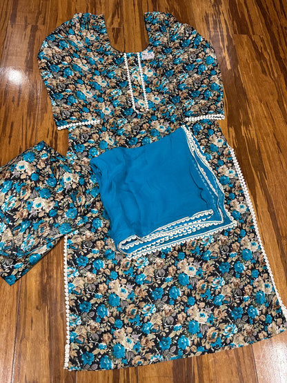 Printed Boutique Designed Allover Salwar Suit Blue (B1-B8)