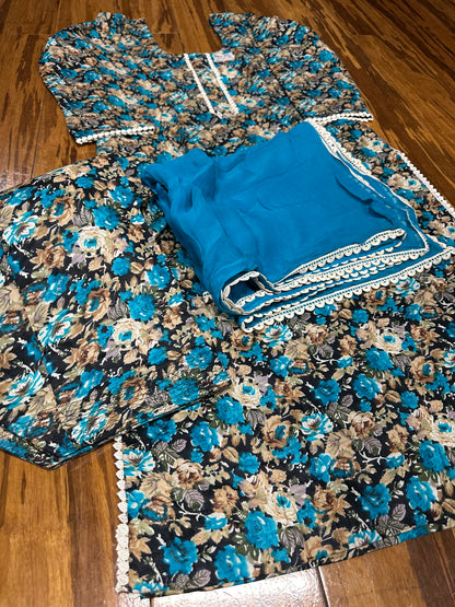 Printed Boutique Designed Allover Salwar Suit Blue (B1-B8)