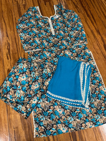 Printed Boutique Designed Allover Salwar Suit Blue (B1-B8)