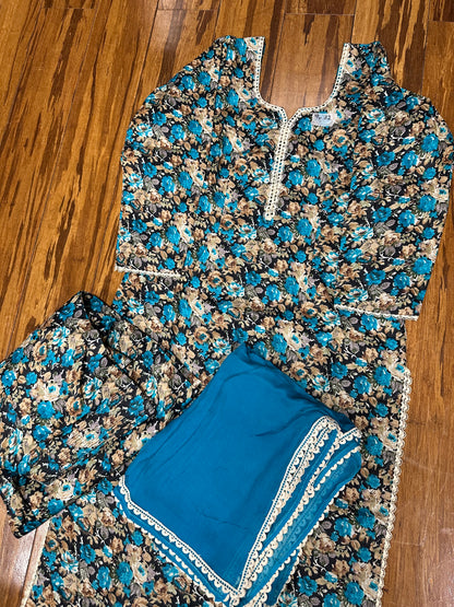 Printed Boutique Designed Allover Salwar Suit Blue (B1-B8)