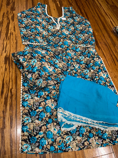 Printed Boutique Designed Allover Salwar Suit Blue (B1-B8)
