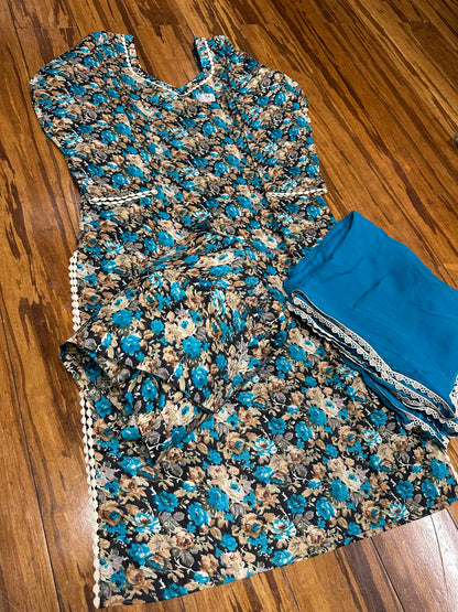 Printed Boutique Designed Allover Salwar Suit Blue (B1-B8)