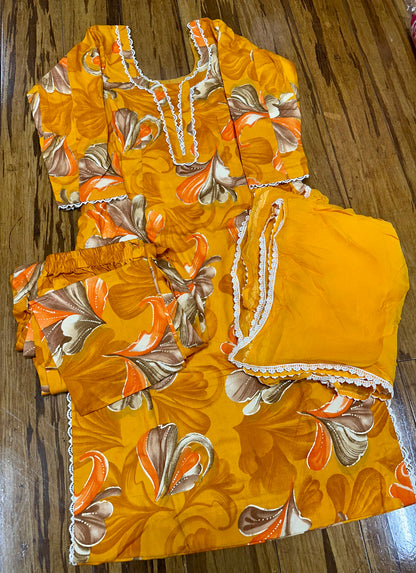 Trending Printed Allover Suit With Pure Chiffon Dupatta (Designs 1-8)