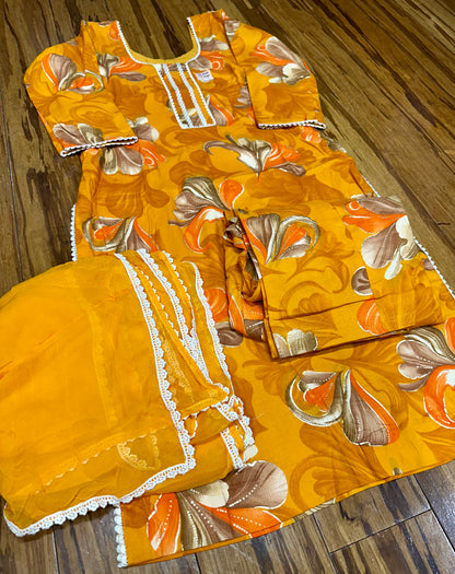 Trending Printed Allover Suit With Pure Chiffon Dupatta (Designs 1-8)
