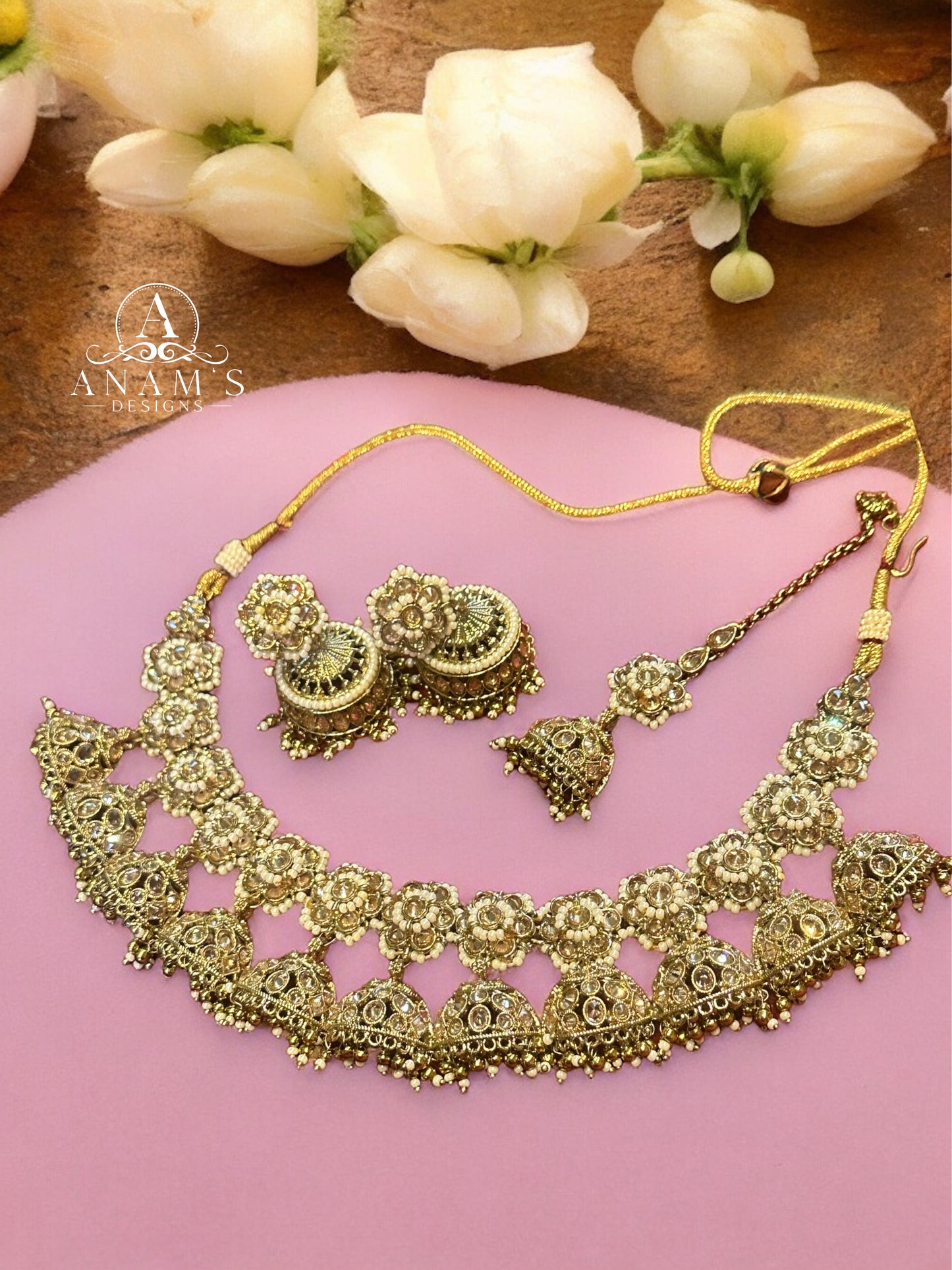 Exclusively Unique Jhumki Concept Polki Necklace Set