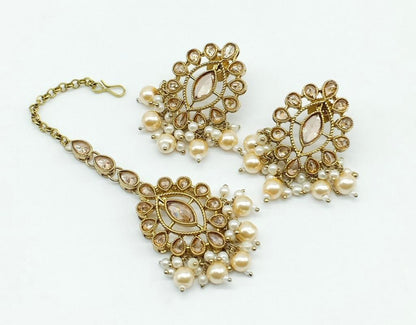 Brass Polki Studs Tikka Set