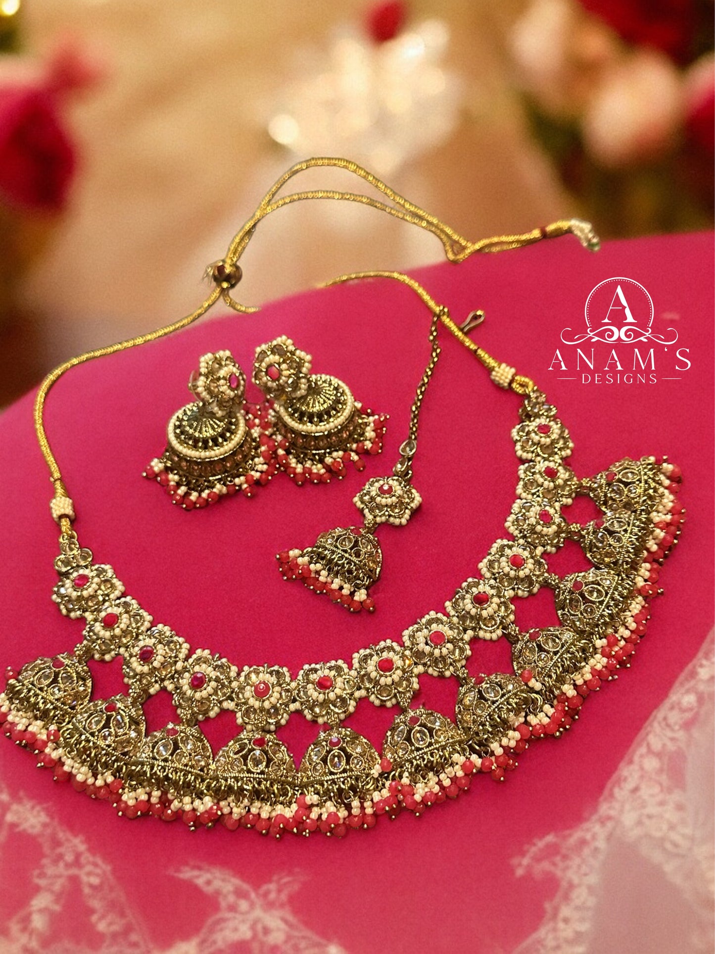 Exclusively Unique Jhumki Concept Polki Necklace Set