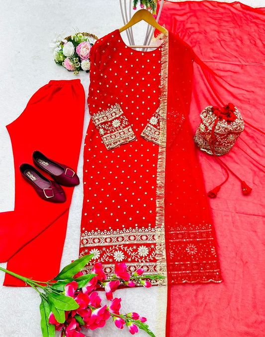 Bridal Red Designer Suit 3pcs Suit